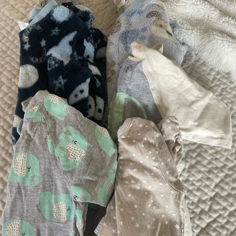 BABY BOY SIZE 3-6 MONTHS ONE PIECE FOOTIE PJ BUNDLE